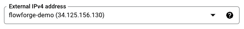 Screenshot showing your reserved IP in the External IPv4 address field "Screenshot showing your reserved IP in the External IPv4 address field"