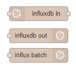 Screenshot showing the installed influxdb nodes in the palette Screenshot showing the installed influxdb nodes in the palette