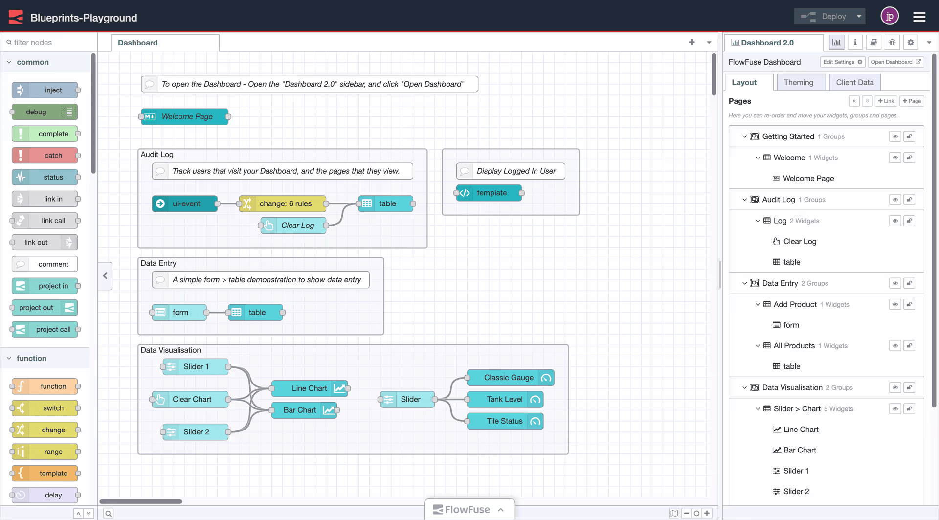 Screenshot of Getting Started with Dashboard