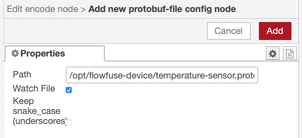 Protocol Buffers node configuration