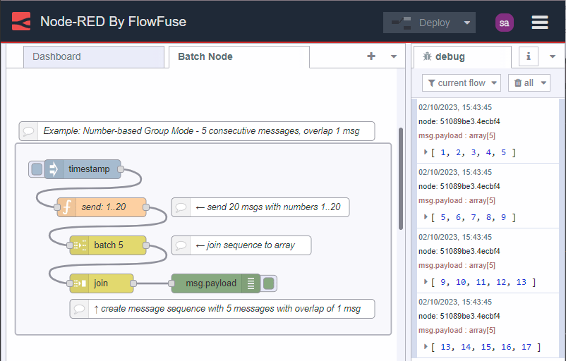 Batching messages into 5 groups with overlap